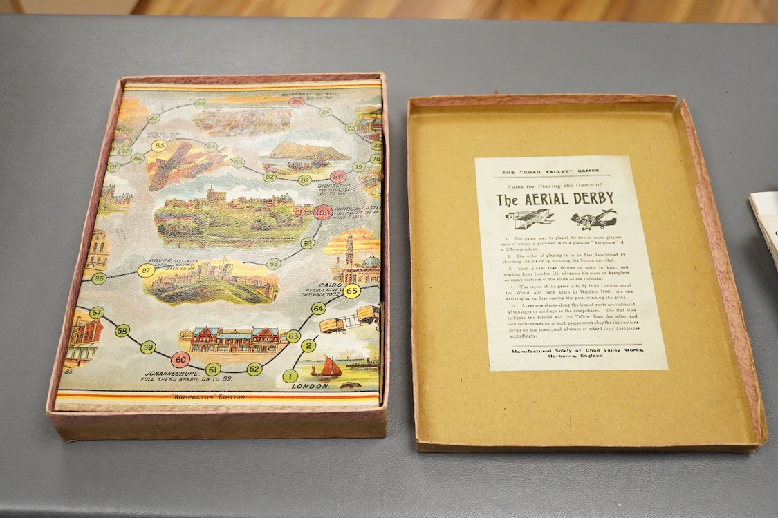 A collection of twenty early 20th century London Aerodrome, Hendon, Official Programmes, dated from the 11th May 1912 through to the 2nd November 1912, together with a Chad Valley ‘The Aerial Derby’ board game, Kompactum